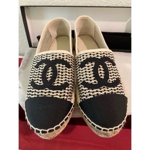 chanel espadrilles mesh and grosgrain
